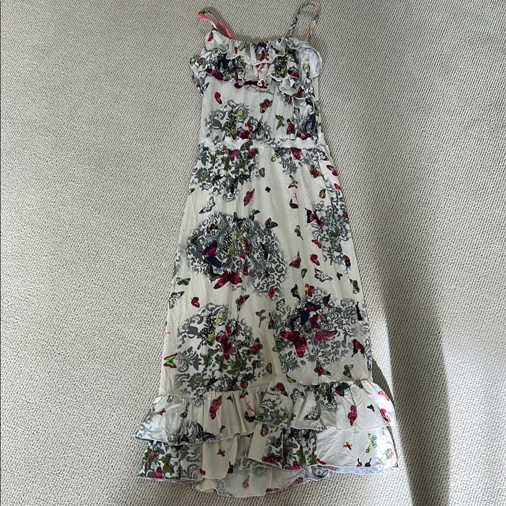 Supertrash Ruffled Tiered White and Red Sundress🌿